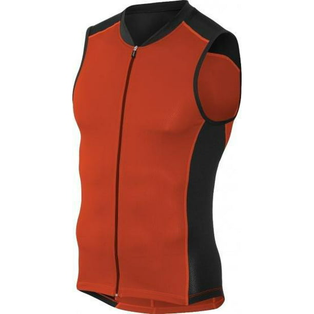 KONA Mens Triathlon Vest Jersey Top Full Zipper Tri Singlet Sleeveless 2 Rear Pockets for Storage 